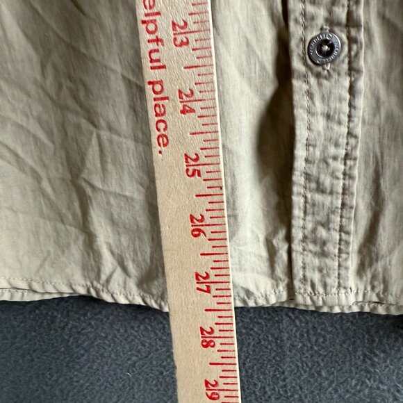 Merrell Opti-Wick UPF 30+ Button Down Shirt Mens Medium Beige Short Sleeves - Picture 6 of 8